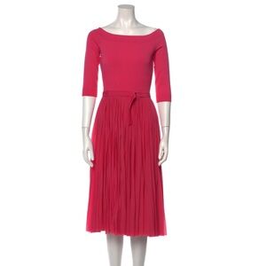 Alexander McQueen Fuchsia Pleated Midi Dress small